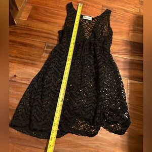 Portocruz Black Crochet Swim Cover-Up Dress‎ Size M (0630)